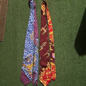 Vintage Versace Silk Black Label ties. Elegant Multicolor